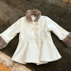 Kardashian Kids Fur (fake) trim coat brand new cream